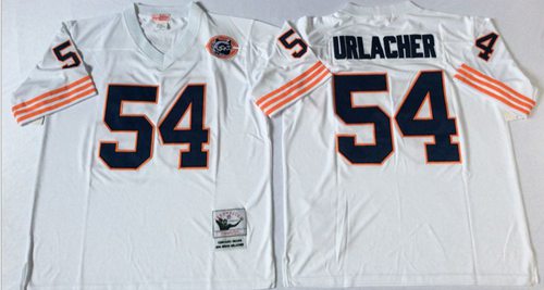 Mitchell&Ness Bears #54 Brian Urlacher White Big No. Throwback Stitched NFL Jersey